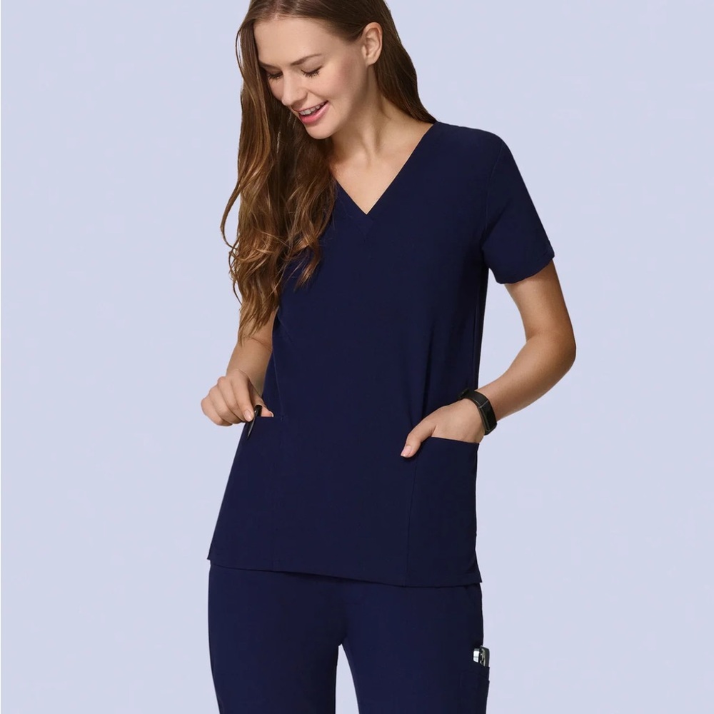Classic Navy V-Neck Women's Top